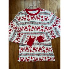 Hanna Andersson Organic Pajama TOP ONLY Unisex Adult LG Dear Deer Christmas EUC