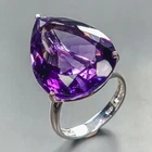 Jewelry gems 39 ct Natural Amethyst Ring 925 Sterling Silver Size 9 /R450317