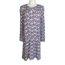 Tommy Hilfiger Floral Print Peasant Dress Size Large, White-Pink