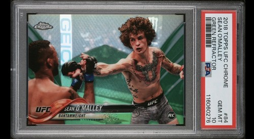 2018 TOPPS UFC CHROME #84 SEAN O'MALLEY GREEN REFRACTOR PSA 10 (RC) /99