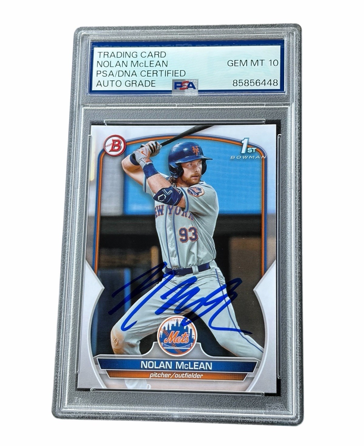 Nolan McLean Signed Card 1st Bowman Paper Auto Autographed New York Mets PSA 10
