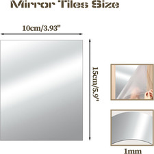12 Pcs Self Adhesive Acrylic Mirror Tiles,10 x 15cm/4" x 6" Frameless Mirror ...