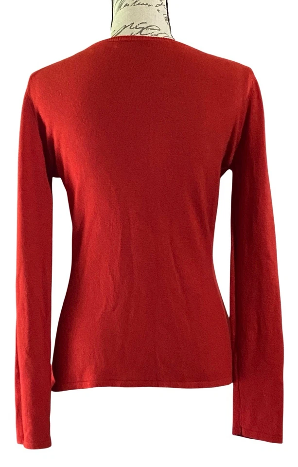 Suéter rojo ANN TAYLOR para mujer M minimalista cuello redondo mezcla seda y cachemir Foto 2 de 4