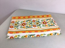 Vintage Orange Floral Tablecloth Rectangle Mi...