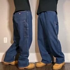 Y2K Baggy Dickies Carpenter Jeans 42x30 Blue Medium Wash Relaxed Denim Workwear