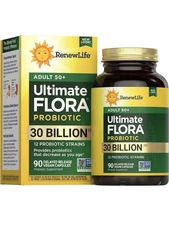 Ultimate Flora Probiotic Adult 50+ | 30 Billion CFU | 90 Count| by Renew Life
