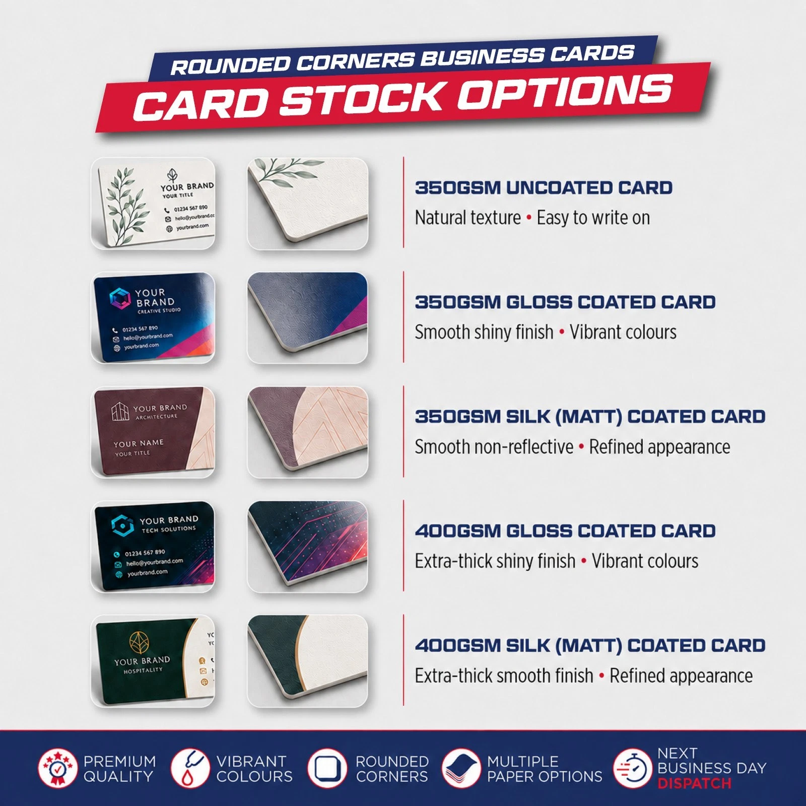 custom rounded corners premium business cards printing