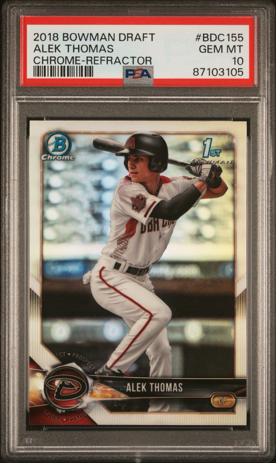 2018 Bowman Draft Chrome Refractor #BDC 155 Alek Thomas RC PSA 10 GEM MINT