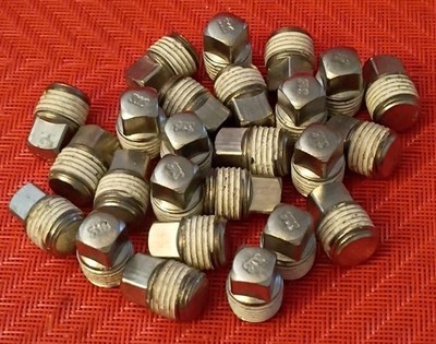 Lot of 25 1/2'' NPT Male Hex Plug Threaded Tape 316 Stainless Steel Free Shipping