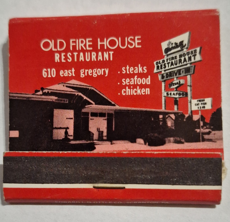 Vintage Old Fire House Restaurant Matchbook 610 East Gregory 432-2331