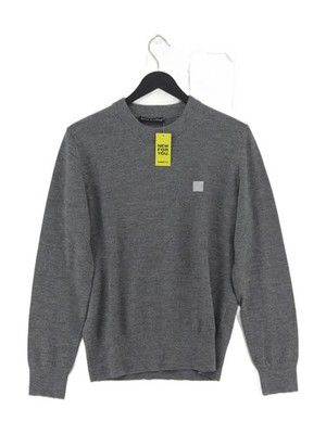 Acne Studios Herren Pullover XS Grau 100% Wolle Rundhals Pulli