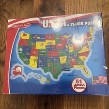 Melissa  Doug USA Map Floor Puzzle 51pcs Jumbo Sealed