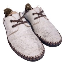 Canvas Rubber Sole Lace up Shoes Ash/White Color Made in Spain Size 7.5 -8