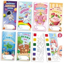 Valentines Day Gifts for Kids, 24 Pack Watercolor Painting Books for Kids 3-8