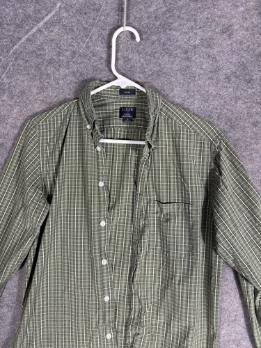 J. Crew Flex Washed Slim Mens Small Button Up Long Sleeve Green Blue Check - Picture 2 of 10
