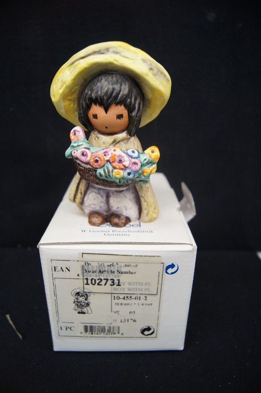 GOEBEL DeGRAZIA Porcelain Figurine #10-455 Boy With Flowers 4.25"