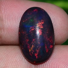 2.30 Ct Natural Ethiopian Black Opal Play of Colors Oval Cabochon Loose Gemstone