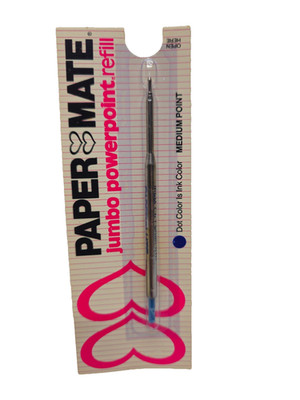 Paper Mate Jumbo Powerpoint Pen Refill Medium Point Blue Ink Vintage NOS