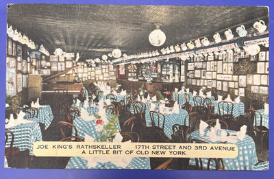 Joe King's Rathskeller Restaurant, New York City, NY  1950 s Linen Postcard