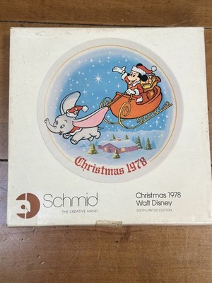 1978 Mickey & Dumbo Christmas Collector Plate -Schmid Limited Edition with Box