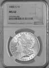 1880-S  $1  MORGAN SILVER DOLLAR  "SAN FRANCISCO"  NGC MS62  #8703390-004