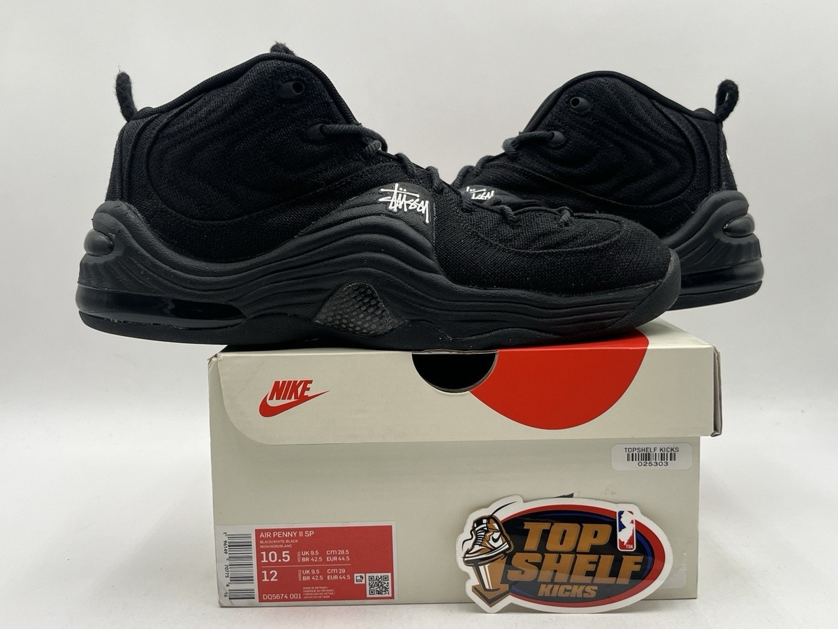 Nike Air Penny 2 Stussy Black 2022 Size 10.5 Authentic Basketball