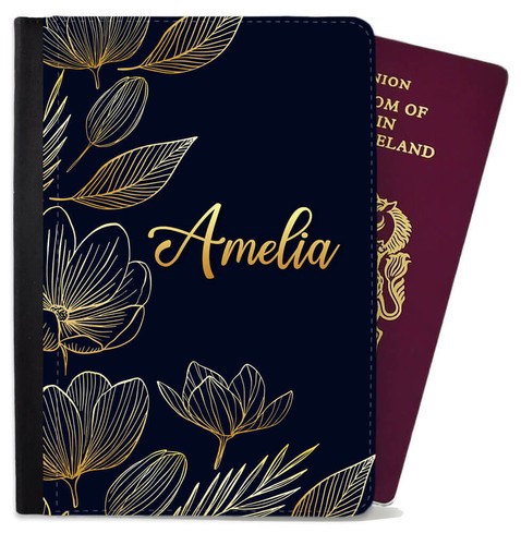Funda de pasaporte de diseño floral personalizada cualquier nombre regalo vacaciones 18 - Imagen 5 de 23