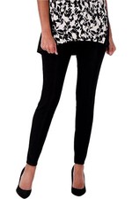 LOGO by Lori Goldstein Seamed Knit Denim Leggings Black