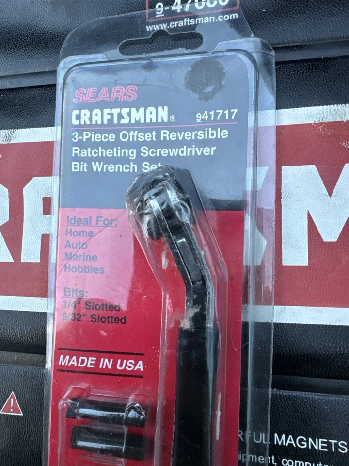 Sears Craftsman USA 3pc Offset Reversible Ratcheting Screwdriver Wrench 41717 - Image 2 of 4