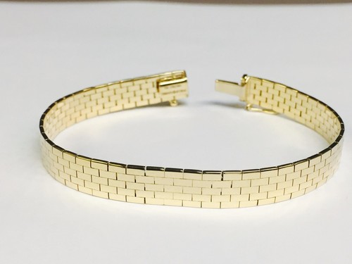 14k Yellow Gold BRICK OMEGA Bracelet, 8 
