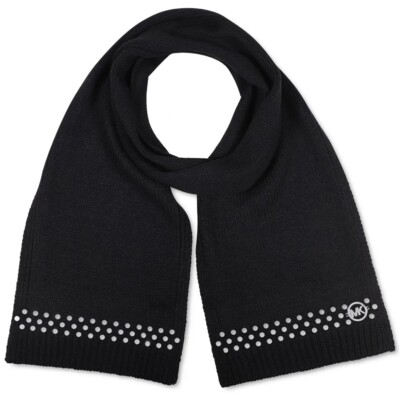 Michael Kors Studded Ends Scarf Black one size Retail $88 New
