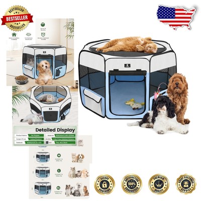 Durable Pet Playpen 45'' for Cats, Dogs, Rabbits - Ideal Indoor/Outdoor Crate