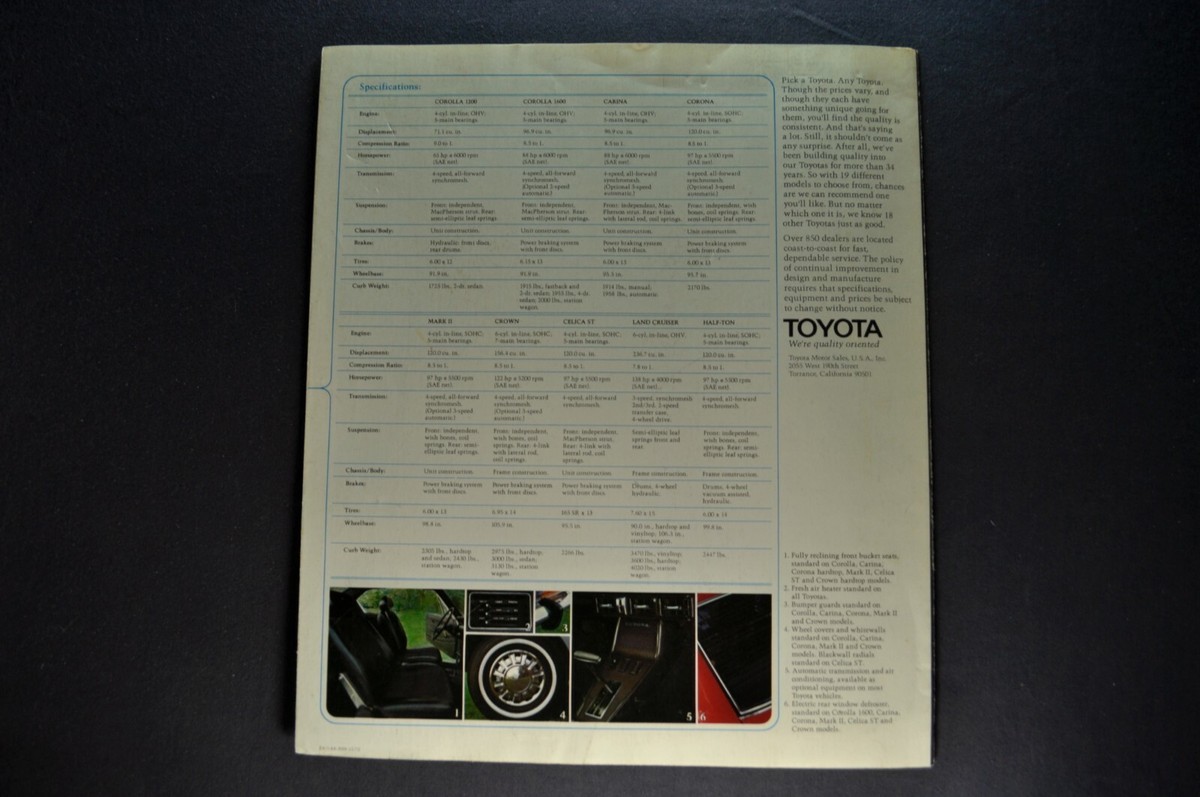 1972 Toyota Brochure Celica Corolla Corona Mark II Land Cruiser
