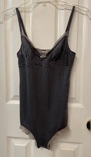 VICTORIA S SECRET Grey Velvet Lingerie Lace BodySuit Teddy Small