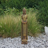 Buddha TempelwäChter Steinfigur 66 Cm 8 Kg Gold WeißBeton Frostsicher