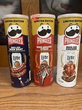 Limited Edition Pringles Miller Lite Beer Can Chicken Grilled Brat Braised Steak