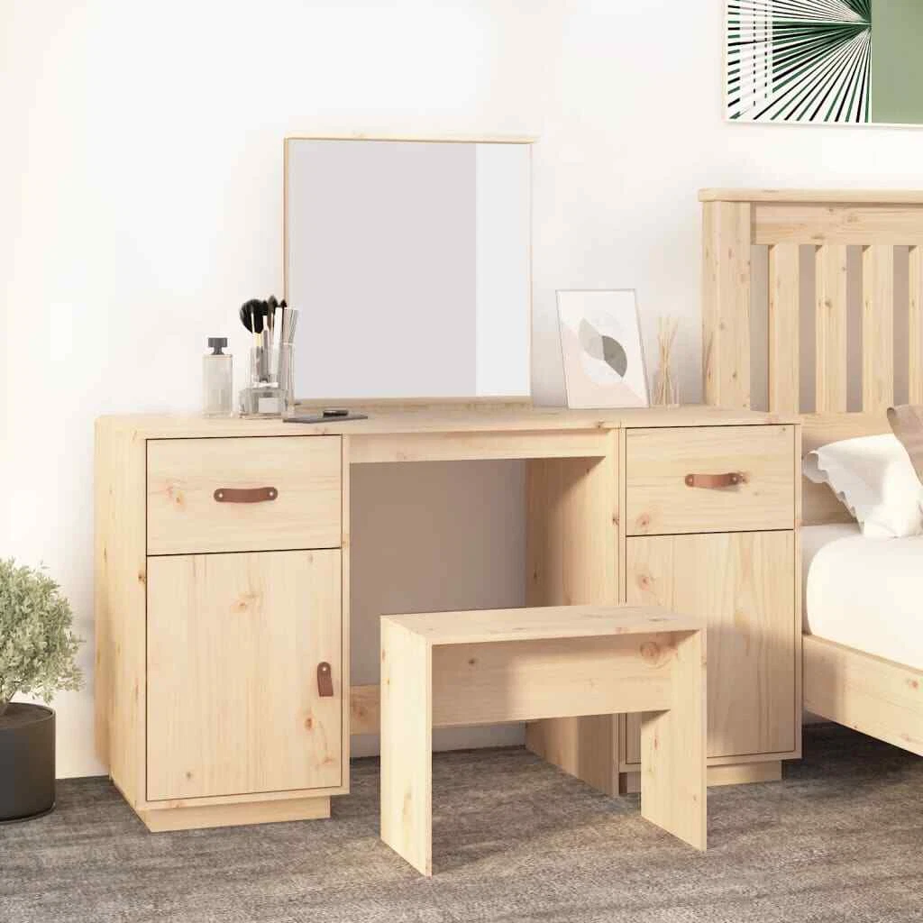 Dressing Table Set with a Mirror Solid Wood Pine eBay