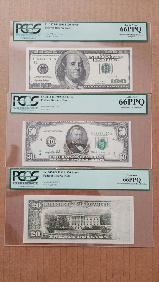 $1-$2-$5-$10-$20-$50-$100 FRN ERROR NOTE PCGS66PPQ - Image 4 of 4