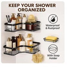 Shower Caddy 3 Pack Corner Bathroom Organizer Rack Set No Drill Wall Mount