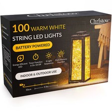 Image of Christmas Fairy Lights Indoor Outdoor Battery Timer 8 Light Modes 50/100/200 LED