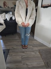 Fox And Mink Fur Coat Size 8 Silver Beige