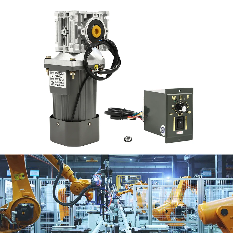 Worm Gear Motor 120W AC 110V Speed Controller Industrial Gearbox Electric RV30 - Image 4 of 4