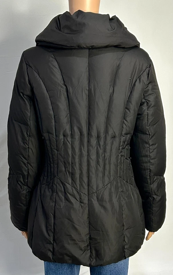 Chaqueta de Plumón J.Percy Mujer M Negra Puffer Ajustada Vellón Forrada Guepardo De Colección Foto 3 de 4