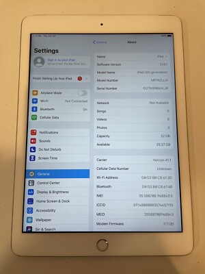 Apple iPad 5th Gen. 32GB, Wi-Fi + Cellular (Verizon), 9.7in