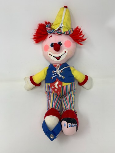 Vintage 1984 Fisher Price Clown Learn To Dress Me Buttons & Toes Doll Plush