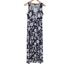 Candalite Textured Floral Maxi Dress Navy Blue Sleeveless