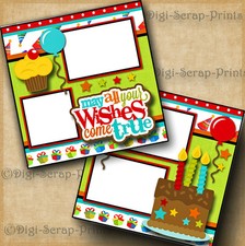 BIRTHDAY boy girl 2 premade scrapbook pages paper piecing 12X12 digiscrap A0104