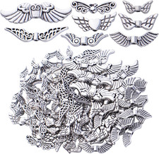 Antique Silver Angel Wing Spacer Beads - Tibetan Alloy Fairy Wing Charm Beads fo