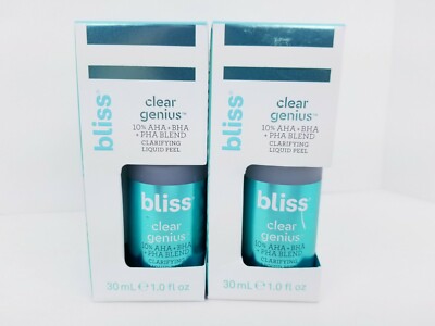 Bliss Clear Genius Clarifying Liquid Peel Facial Treatment 1 fl. oz (2 Pack) NIB