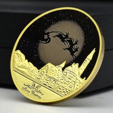 Merry Christmas and Happy New Year Gold Plated Memorial Coin Holiday Gift Medal